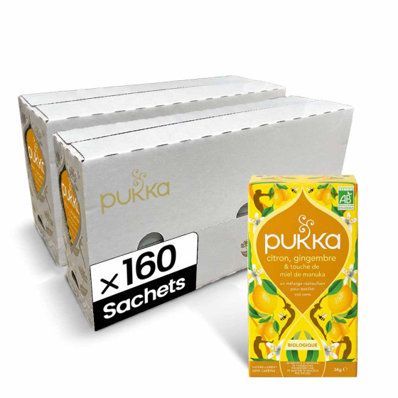 Infusion Bio Pukka Citron, Gingembre et touche de Miel de Manuka - 8 boites - 160 sachets