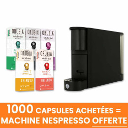 Lot 1000 Capsules Nespresso Compatible Orubia + Machine Nespresso Kottea EVE CNK110.B