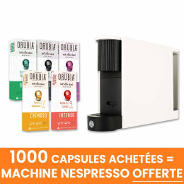 Lot 1000 Capsules Nespresso Compatible Orubia + Machine Nespresso Kottea EVE CNK110.W
