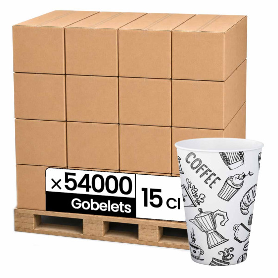Gobelet carton 15 cl (6oz) Graffiti - 54000 gobelets (1 palette)