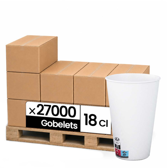 Gobelet carton 18 cl (7oz) Blanc - 27000 gobelets