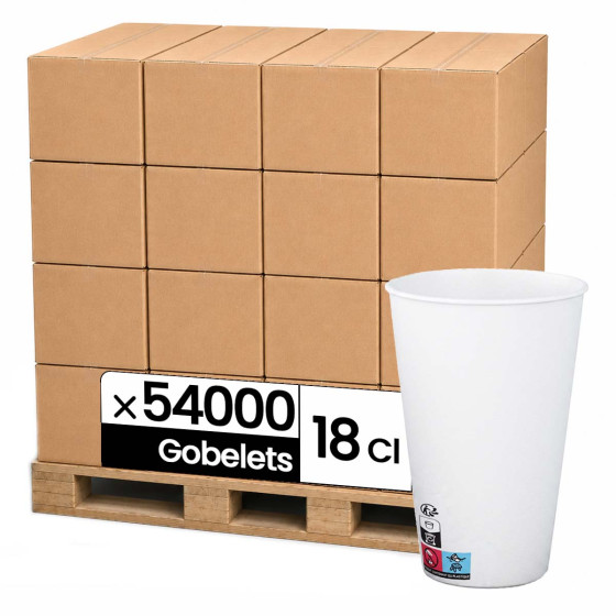 Gobelet carton 18 cl (7oz) Blanc - 54000 gobelets (1 palette)