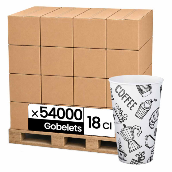 Gobelet carton 18 cl (7oz) Graffiti - 54000 gobelets (1 palette)