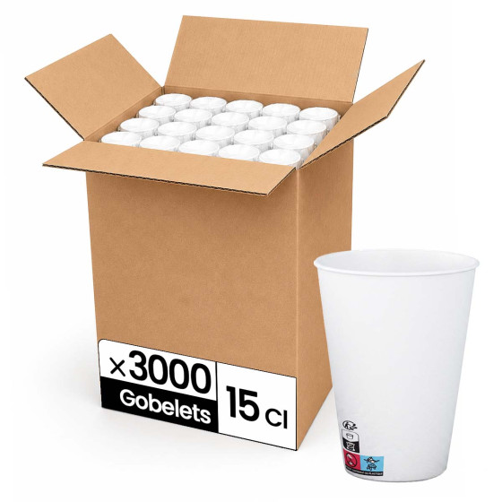Gobelet carton 15 cl (6oz) Blanc - 3000 gobelets