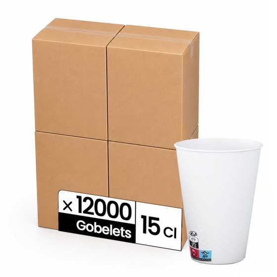 Gobelet carton 15 cl (6oz) Blanc - 12000 gobelets