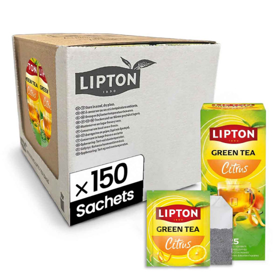 Thé Vert Lipton Agrumes - 6 boites - 150 sachets