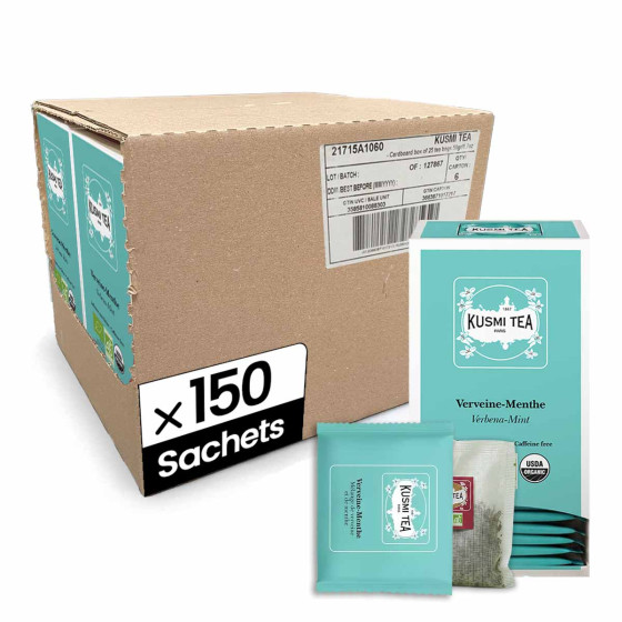 Infusion Verveine-Menthe Bio Kusmi Tea - 6 boites - 150 sachets enveloppés