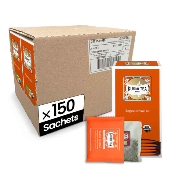 Thé Noir English Breakfast Bio Kusmi Tea - 6 boites - 150 sachets enveloppés