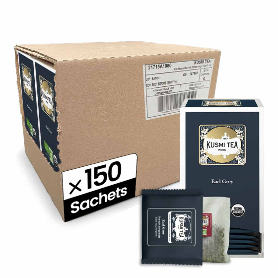 Thé Noir Earl Grey Bio Kusmi Tea - 6 boites - 150 sachets enveloppés