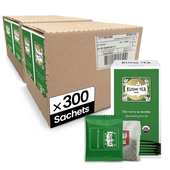 Thé Vert Menthe Bio Kusmi Tea - 12 boites - 300 sachets enveloppés