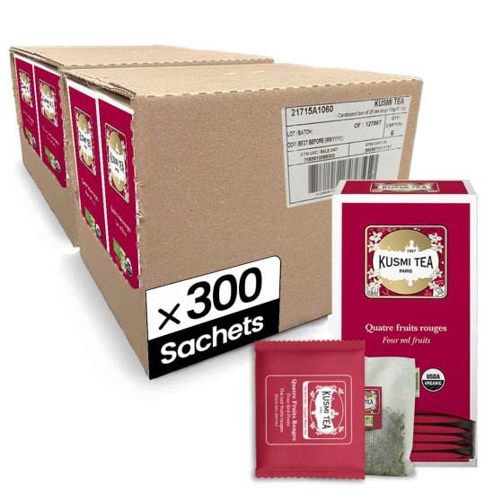 Thé Noir 4 Fruits Rouges Bio Kusmi Tea - 12 boites - 300 sachets enveloppés