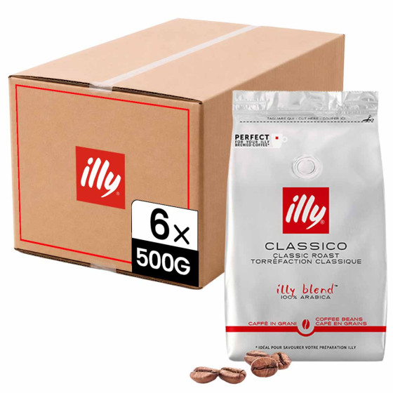 Café en Grains illy Espresso Classico - 6 paquets - 3 kg