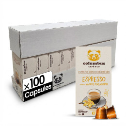 Capsule Nespresso Compatible Columbus Café Saveur Vanille Macadamia - 10 boites - 100 capsules