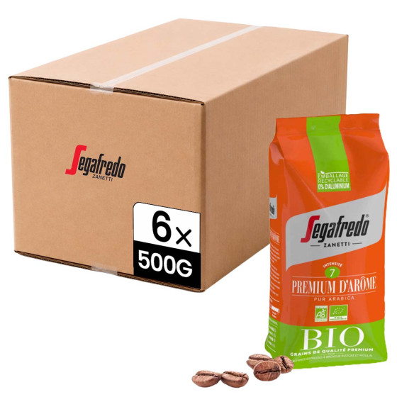 Café en Grains Bio Segafredo Premium d'Arôme Pur Arabica - 6 paquets - 3 Kg