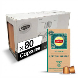 Capsule Nespresso Compatible Infusion Lipton Verveine Menthe - 8 boites - 80 capsules