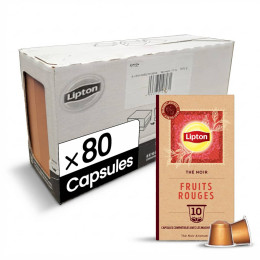 Capsule Nespresso Compatible Thé Noir Lipton Fruits Rouges - 8 boites - 80 capsules