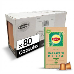 Capsule Nespresso Compatible Thé Vert Lipton Menthe Marrakech - 8 boites - 80 capsules