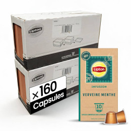 Capsule Nespresso Compatible Infusion Lipton Verveine Menthe - 16 boites - 160 capsules