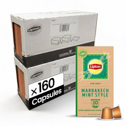 Capsule Nespresso Compatible Thé Vert Lipton Menthe Marrakech - 16 boites - 160 capsules