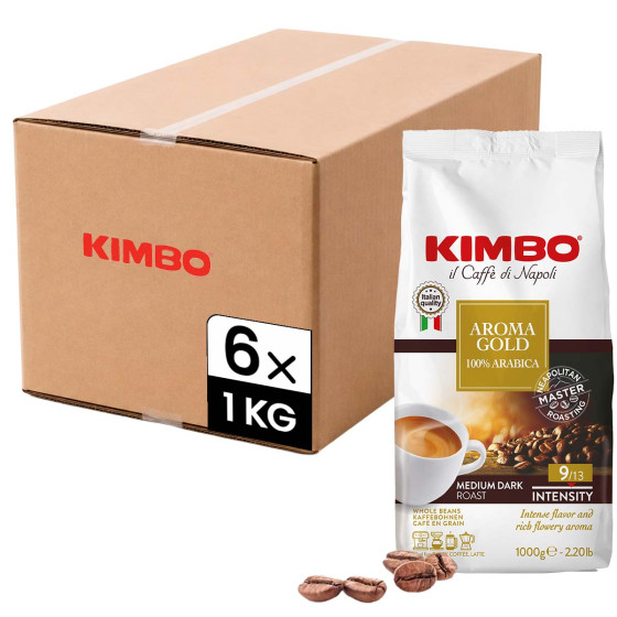 Café en Grains Kimbo Aroma Gold 100% Arabica - 6 paquets - 6 Kg