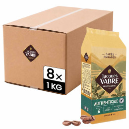 Café en Grains Jacques Vabre Authentique 100% Arabica - 8 paquets - 8 Kg