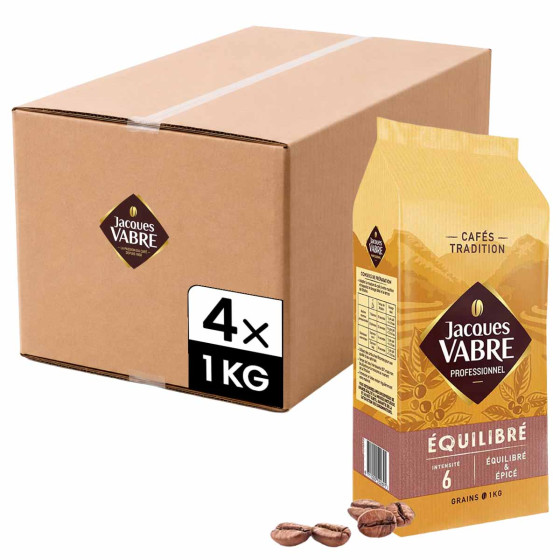 Café en Grains Jacques Vabre Equilibré - 4 paquets - 4 Kg