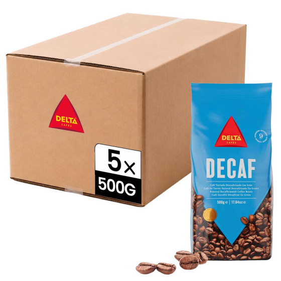 Café en Grains Delta Cafés Décaféiné - 5 paquets - 2,5 Kg