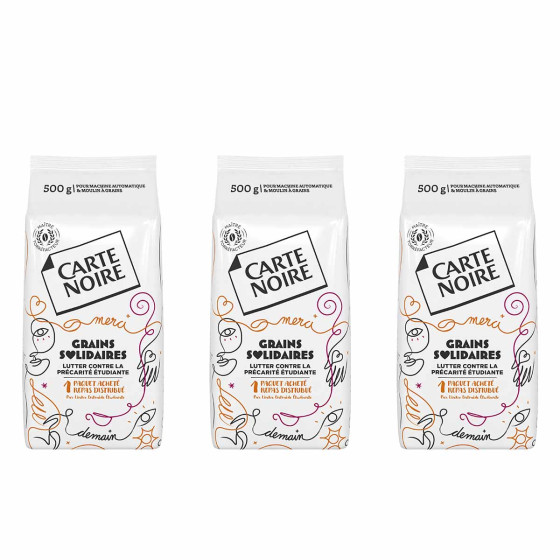 Café en Grains Carte Noire Solidaire - 3 paquets - 1,5 Kg