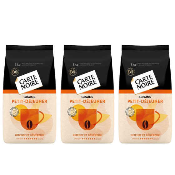 Café en Grains Carte Noire Petit-Déjeuner - 3 paquets - 3 Kg