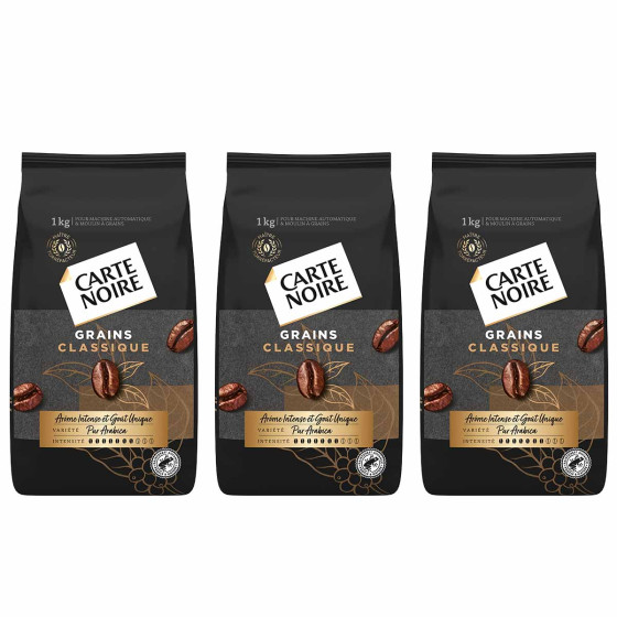 Café en Grains Carte Noire Classique - 3 paquets - 3 Kg