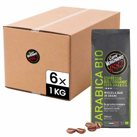 Café en Grains Bio Caffe Vergnano 1882 Organic - 6 paquets - 6 Kg