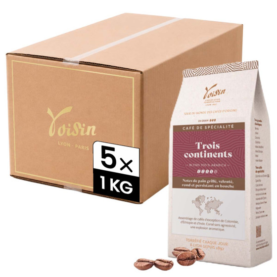 Café de Spécialité en Grains Café Voisin Trois continents - 5 paquets - 5 Kg