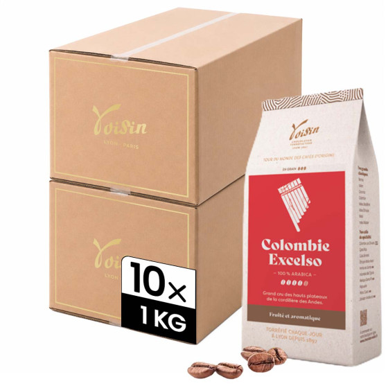 Café en Grains Café Voisin Colombie Excelso - 10 paquets - 10 Kg