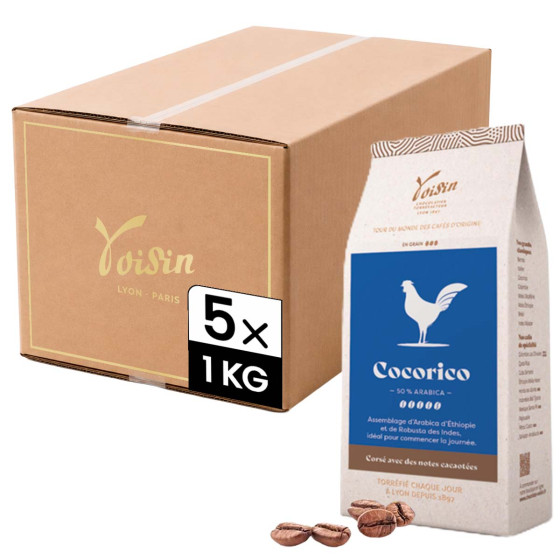 Café en Grains Café Voisin Goût français Cocorico - 5 paquets - 5 Kg