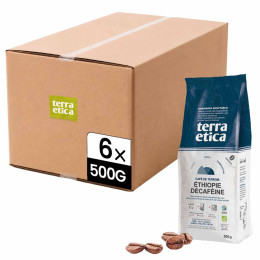 Café en Grains Bio Terra Etica Éthiopie Décaféiné - 6 paquets - 3 Kg
