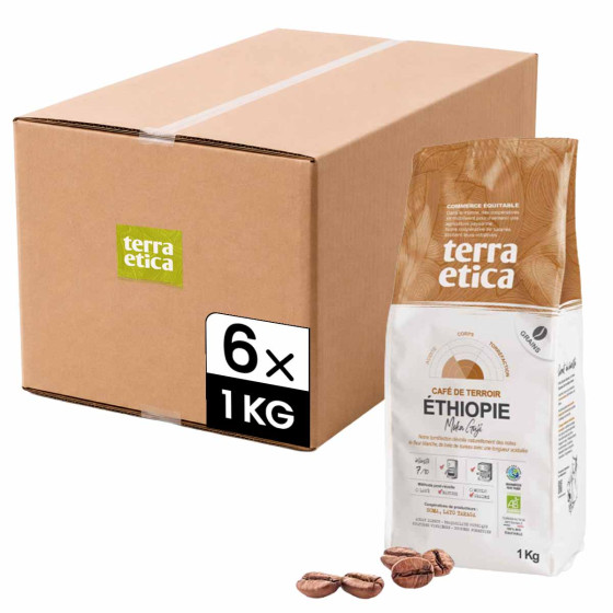 Café en Grains Bio Terra Etica Éthiopie Moka Guji - 6 paquets - 6 Kg