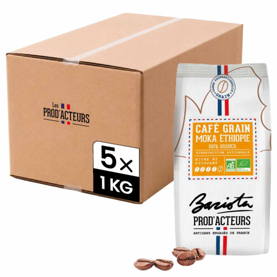 Café en Grains Bio Prod' Acteurs Moka Éthiopie - 5 paquets - 5 Kg