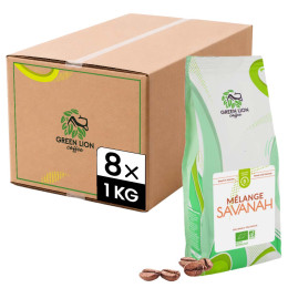 Café en grains Bio Green Lion Coffee Mélange Savanah - 8 paquets - 8 Kg