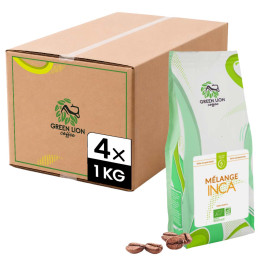 Café en grains Bio Green Lion Coffee Mélange Inca - 4 paquets - 4 Kg