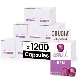 Capsule Nespresso Compatible Café Orubia Lungo 100% Arabica Intensité 6 - 1200 capsules