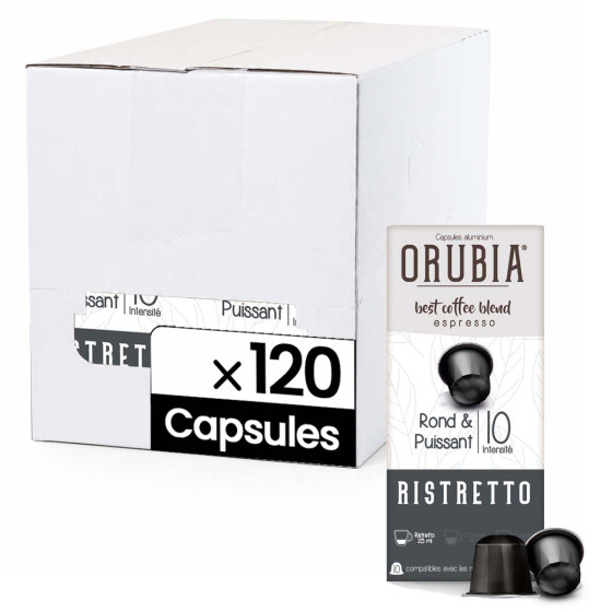 Capsule Nespresso Compatible Café Orubia Ristretto 100% Arabica Intensité 10 - 120 capsules