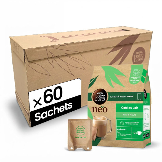 Dosettes Nescafé Dolce Gusto NEO Café au Lait - 5 boîtes - 60 sachets