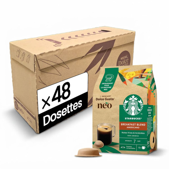 Dosettes Nescafé Dolce Gusto NEO Starbucks® Breakfast Blend Americano - 4 boîtes - 48 dosettes