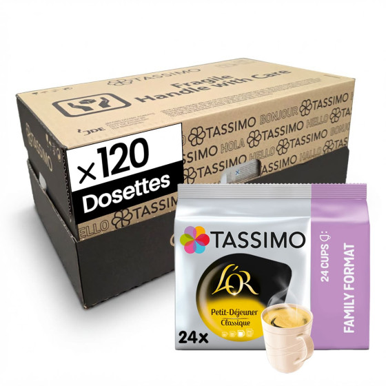 Dosette Tassimo L'Or Espresso Petit Déjeuner Classique "Format Familial" 5 paquets - 120 dosettes