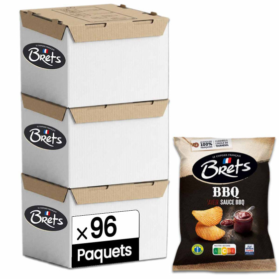 Biscuits Apéritif - Chips Bret’s ondulées saveur Barbecue BBQ 25g - 96 Paquets