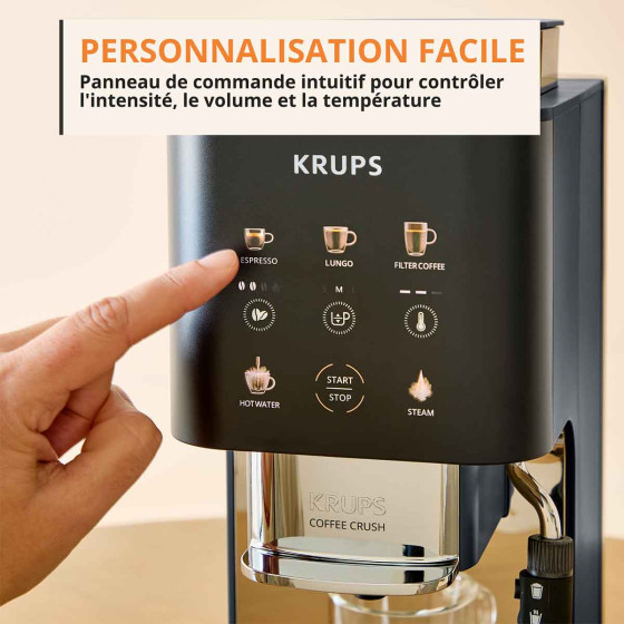 Krups Coffee Crush Edition SA404BE1 Carbone - Buse vapeur intégrée