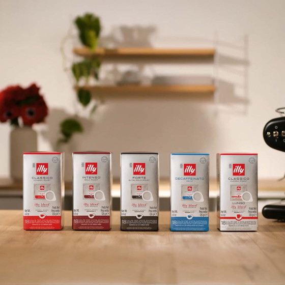 Pack Découverte Dosette ESE illy - 5 variétés - 90 dosettes emballées individuellement