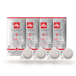 Dosette ESE illy Lungo Torréfaction Classique - 4 boites - 72 dosettes emballées individuellement