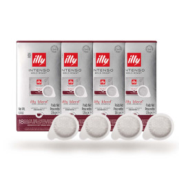 Dosette ESE illy Espresso Torréfaction Intense Marron - 4 boites - 72 dosettes emballées individuellement