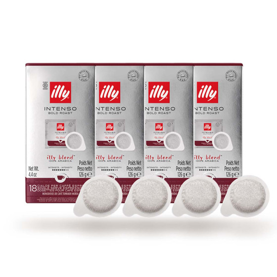 Dosette ESE illy Espresso Torréfaction Intense Marron - 4 boites - 72 dosettes emballées individuellement